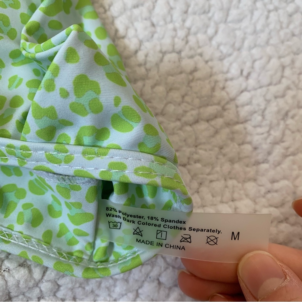 Shein Animal Prints Green Swim Top - Picture 6 of 7